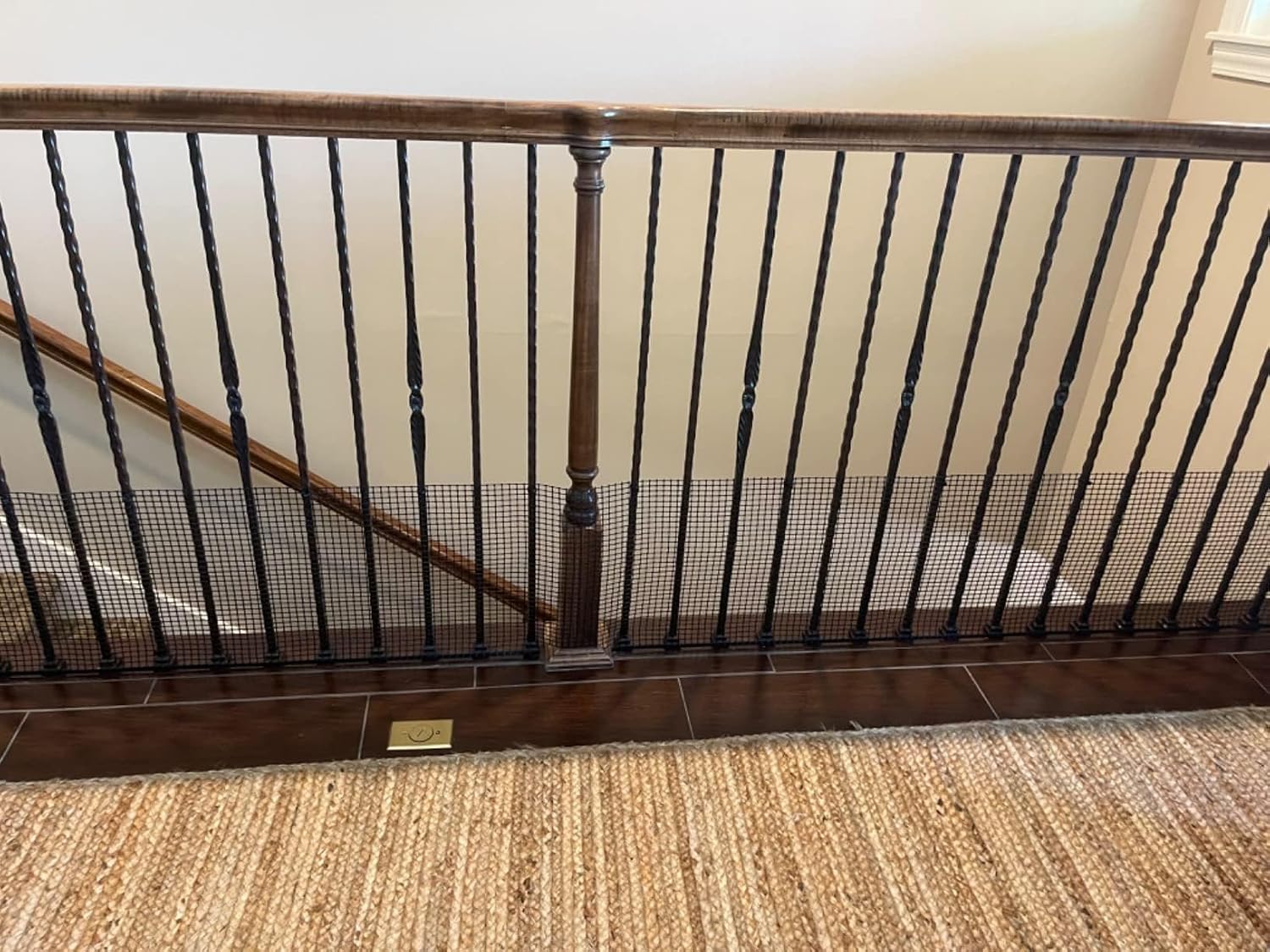 KidKusion Heavy Duty Deck Guard, Black - 10' L x 3' H | Made in USA, Indoor/Outdoor Balcony and Stairway Deck Rail Safety Net, Child Safety