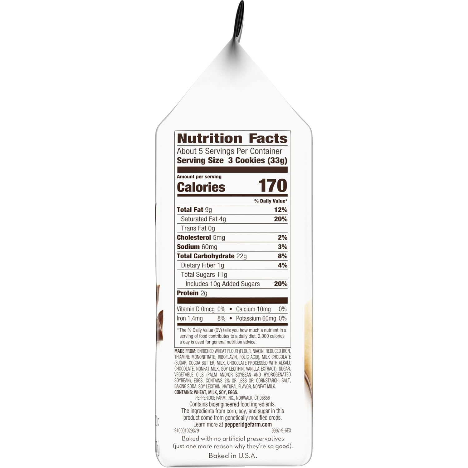 Pepperidge Farm Milano Milk Chocolate Cookies, 6 OZ Bag (15 Cookies)