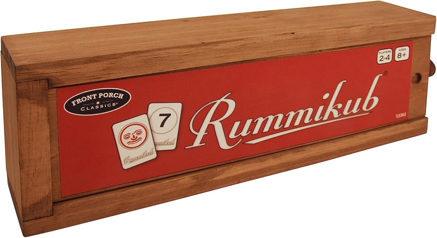 Rummikub Tile Game in Vintage Edition Wooden Storage Case, Ages 8+