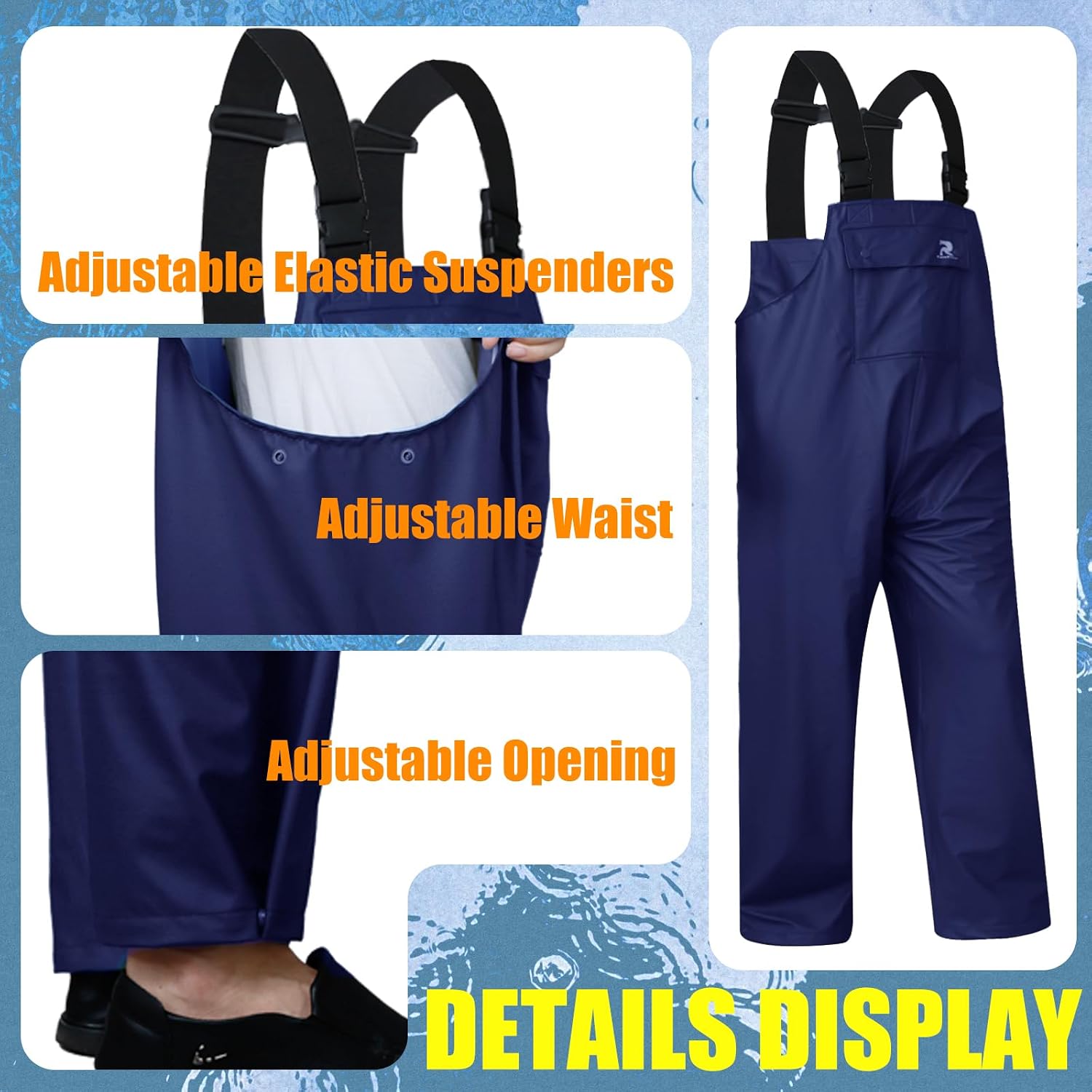 RainRider Rain Pants for Men Women Waterproof Rain Gear Bib Overalls Trousers for Fishing Hunting