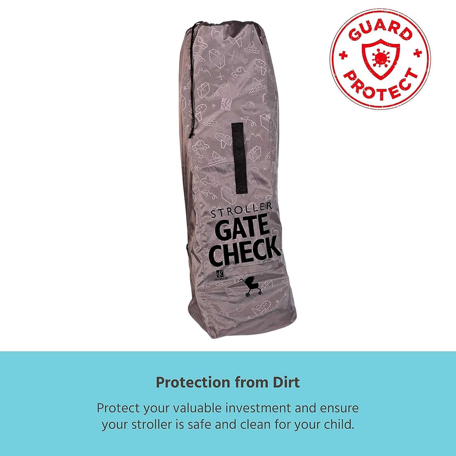 J.L. Childress Gate Check Bag for Umbrella Strollers - Travel Bag for Airplane, Fits Most Single Umbrella Baby Strollers, Airport Accessories for Gate Check, Flying Essentials - Red