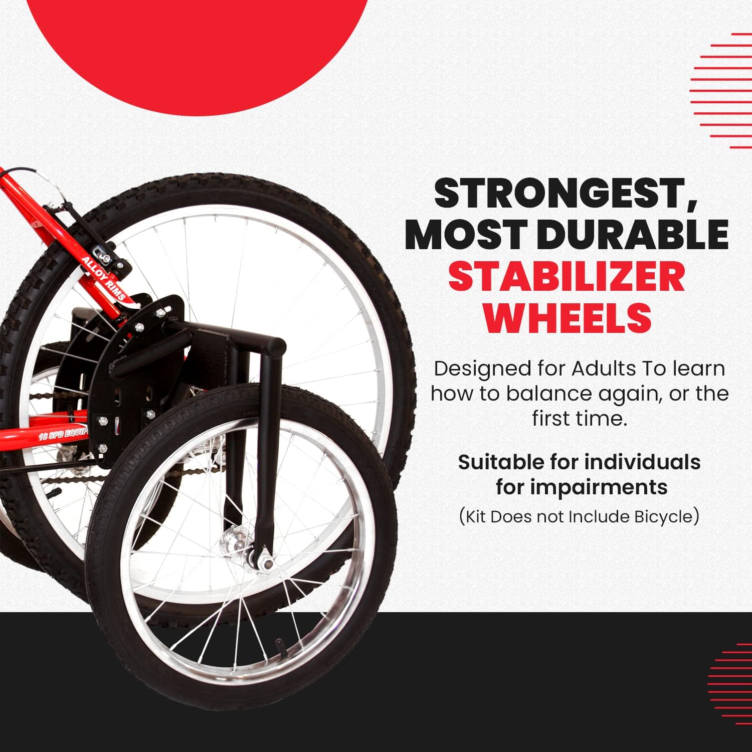 TITAN Bike USA Heavy-Duty Adult Training Wheels – Patented Stabilizer Kit for 24"–27" Bicycles, Supports 250+ lbs