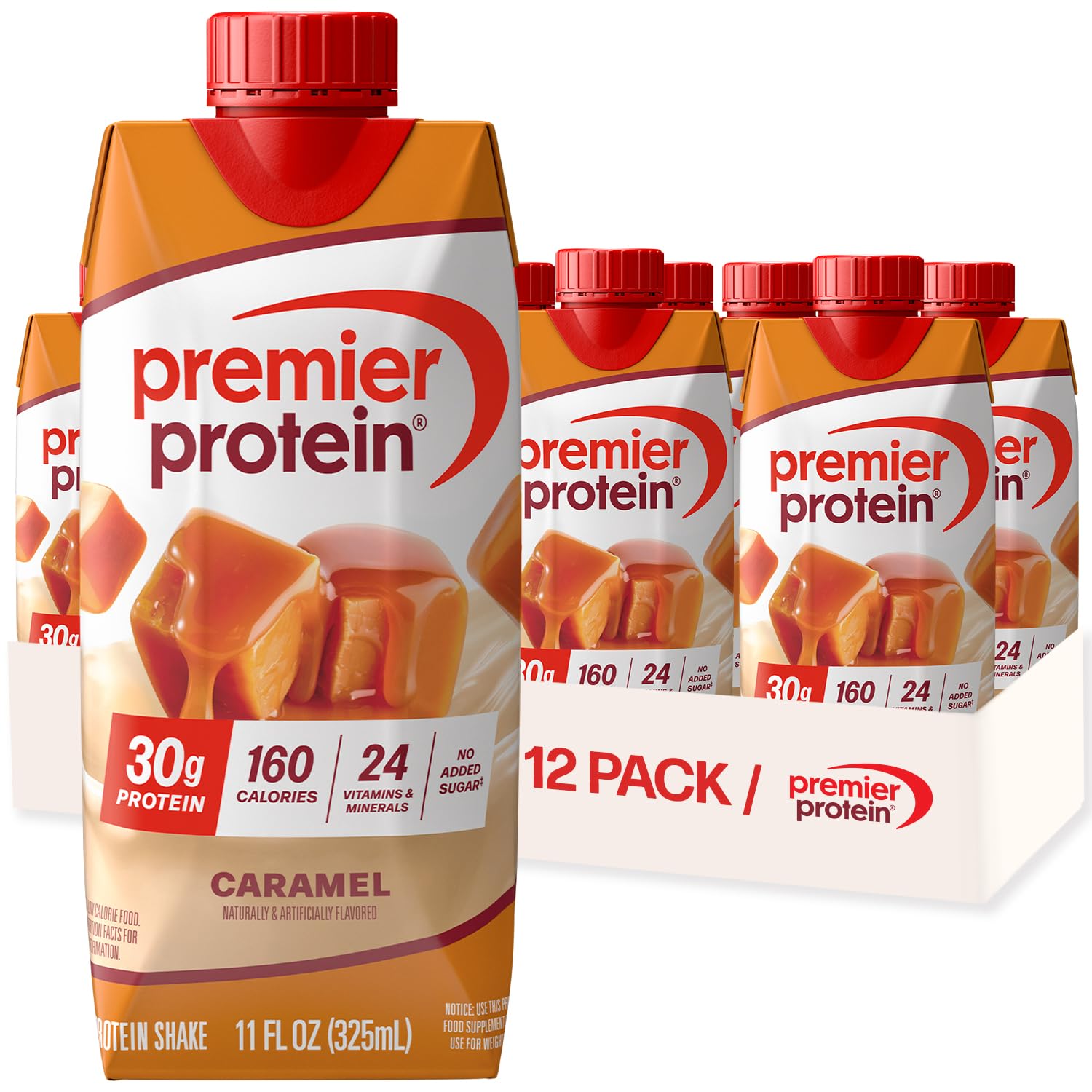 Premier Protein 30g High Protein Shake, Vanilla, 12 Pack | 160 Calories, 24 Vitamins & Minerals, No Added Sugar, Supports Muscle Health, Gluten-Free, 11 oz