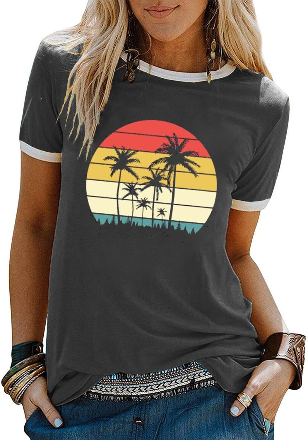 YEXIPO Graphic Tees for Women Short Sleeve Summer Tops Casual Cute T Shirts