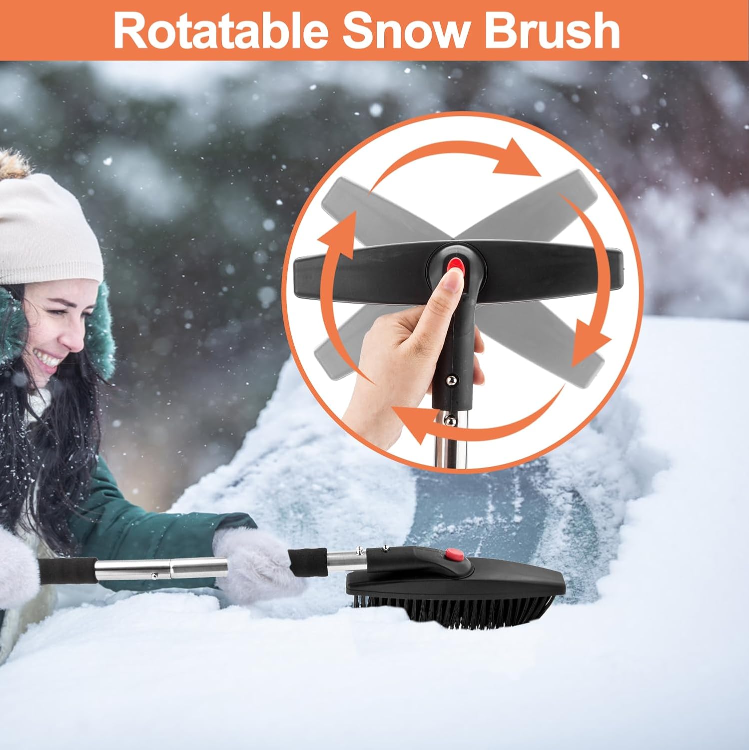 3-in-1 Portable Snow Shovel Kit with Ice Scraper and Snow Brush | Emergency Collapsible Design Snow Remover Set for Garden, Camping, Car