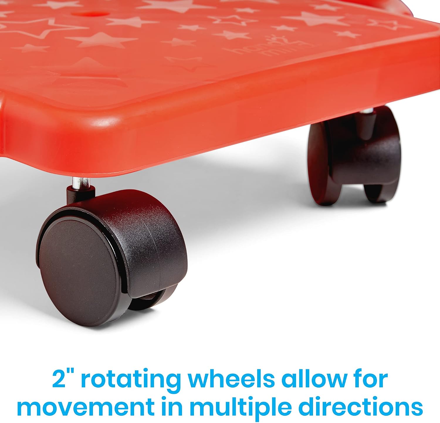 hand2mind Red Indoor Scooter Board with Handles, Sit Down Floor Scooter, Gym Activities for Kids, Indoor Sport Recess Games