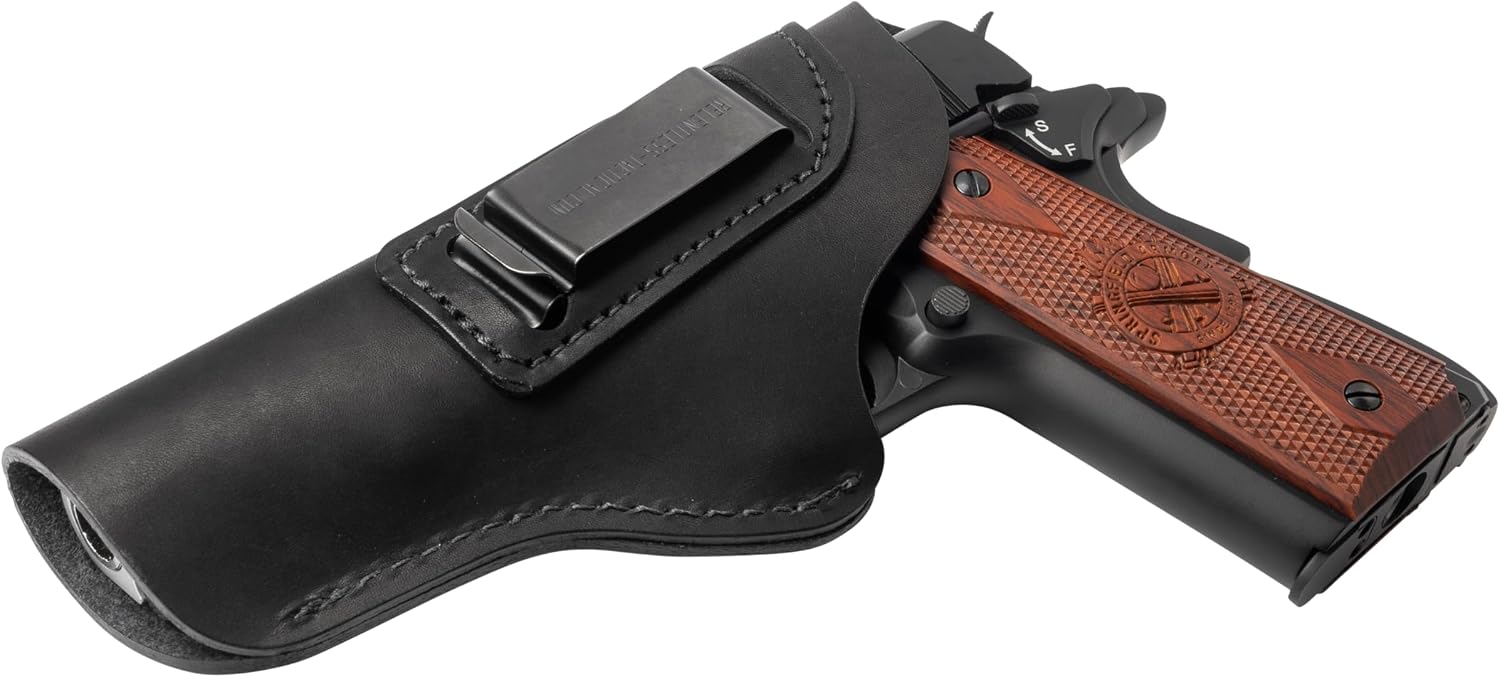 The Defender Leather IWB Holster for 1911 Style Handguns – Standard or Sweat Shield Versions – Made in USA – Fits Kimber, Colt, S&W, Sig Sauer, Ruger, Remington