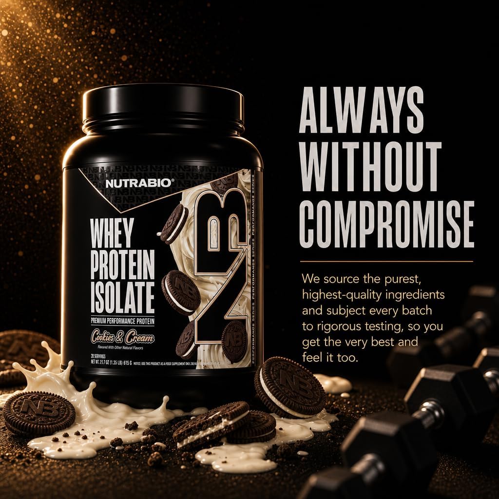 NutraBio 100% Whey Protein Isolate Protein Powder, 25g Protein with Complete Amino Acid Profile, Non-GMO, Soy & Gluten Free, Low Carb, Low Calorie Whey Protein Powder, Raw Unflavored, 20 Servings