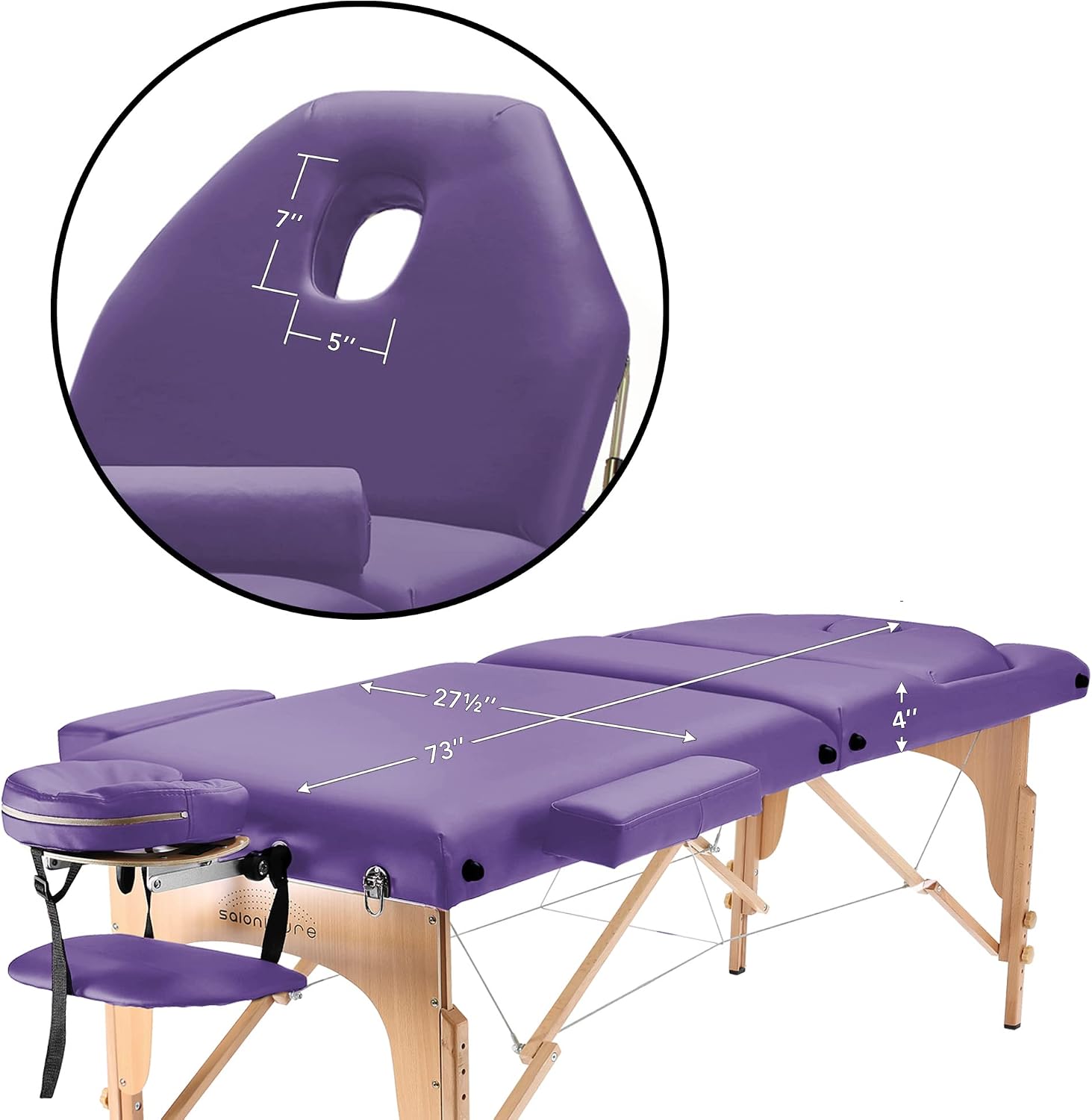 Saloniture Professional Portable Massage Table with Backrest - Black
