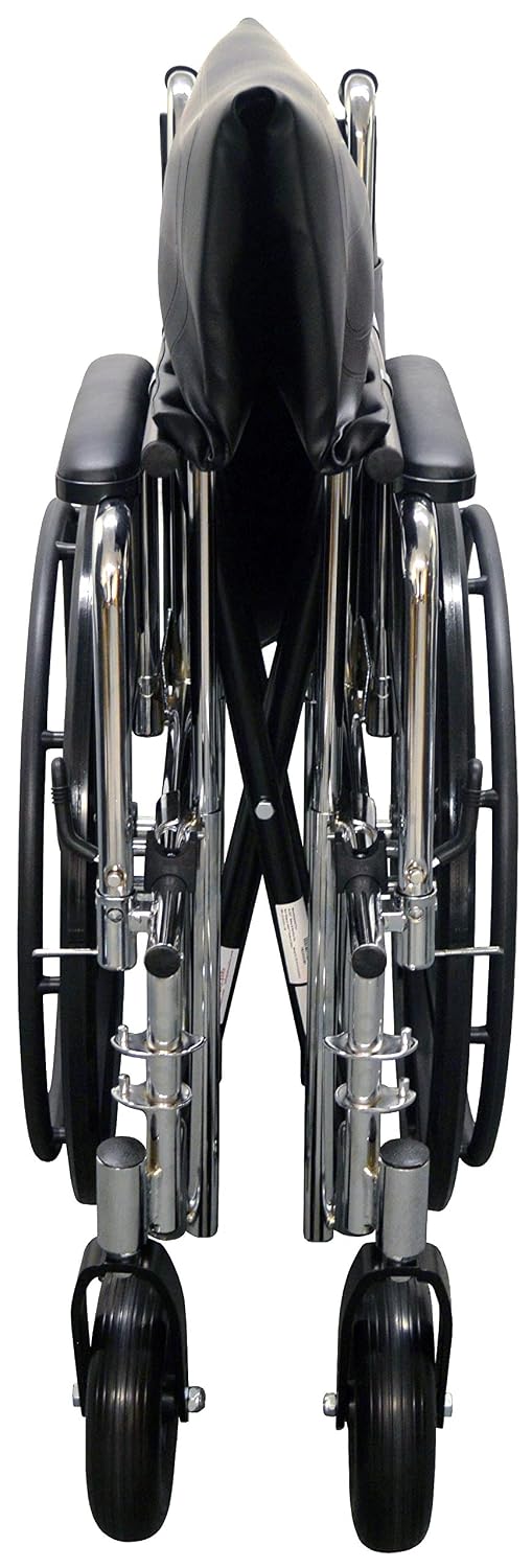 ALCO 22" Heavy Duty Chrome Wheelchair (500 lb. Weight Capacity) with Removable Full Arms