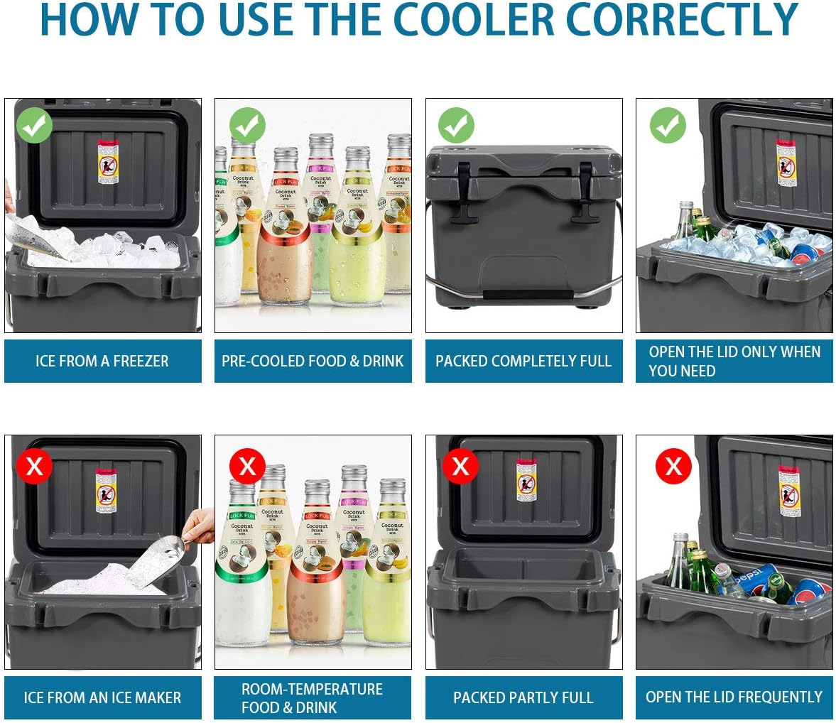 Goplus 16 Quart Cooler, 24-Can Capacity Ice Chest with 2 Cup Holders, 3-5 Days Ice Retention, Portable Insulated Ice Box for Camping