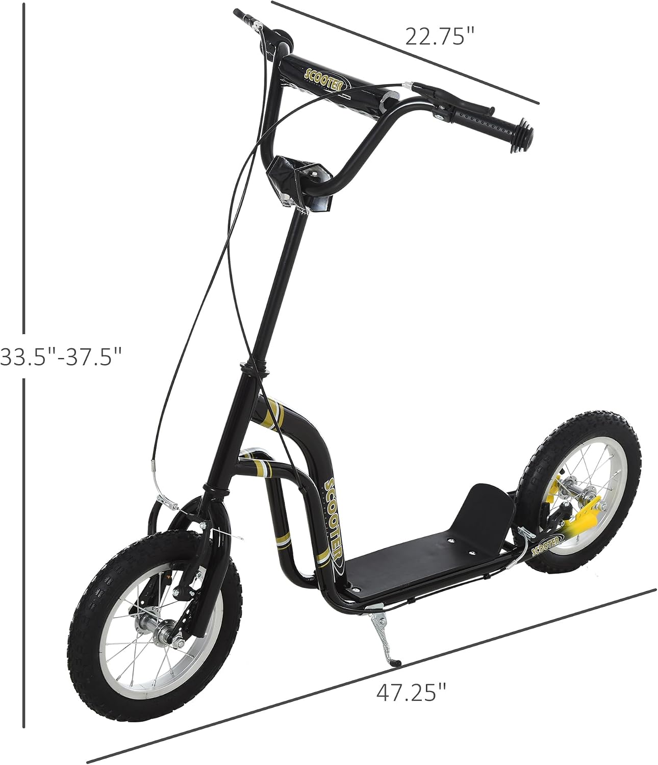 Aosom Kick Scooter with Dual Caliper Brakes Ages 5+ Max Load 220lbs