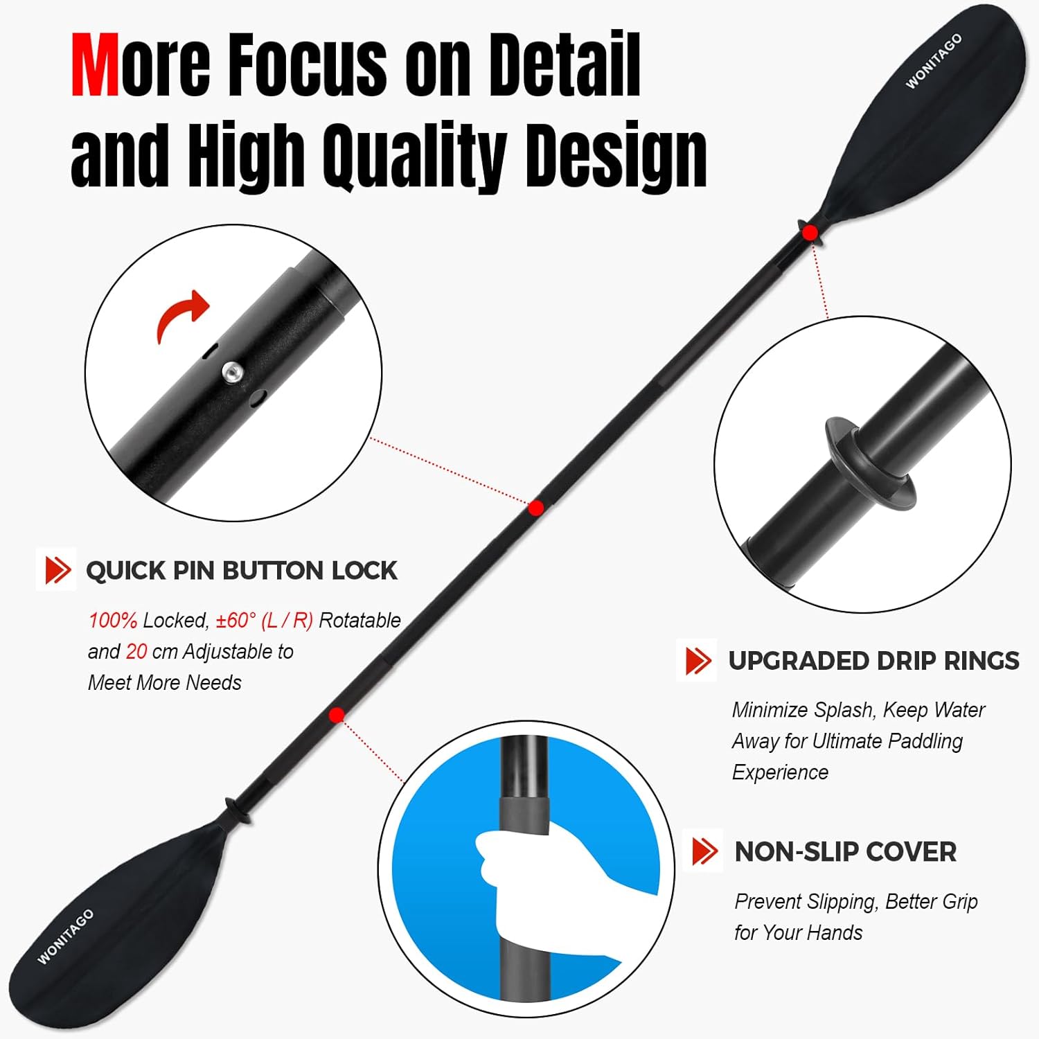 Kayak Paddle, Adjustable and Lightweight Kayaking Oar