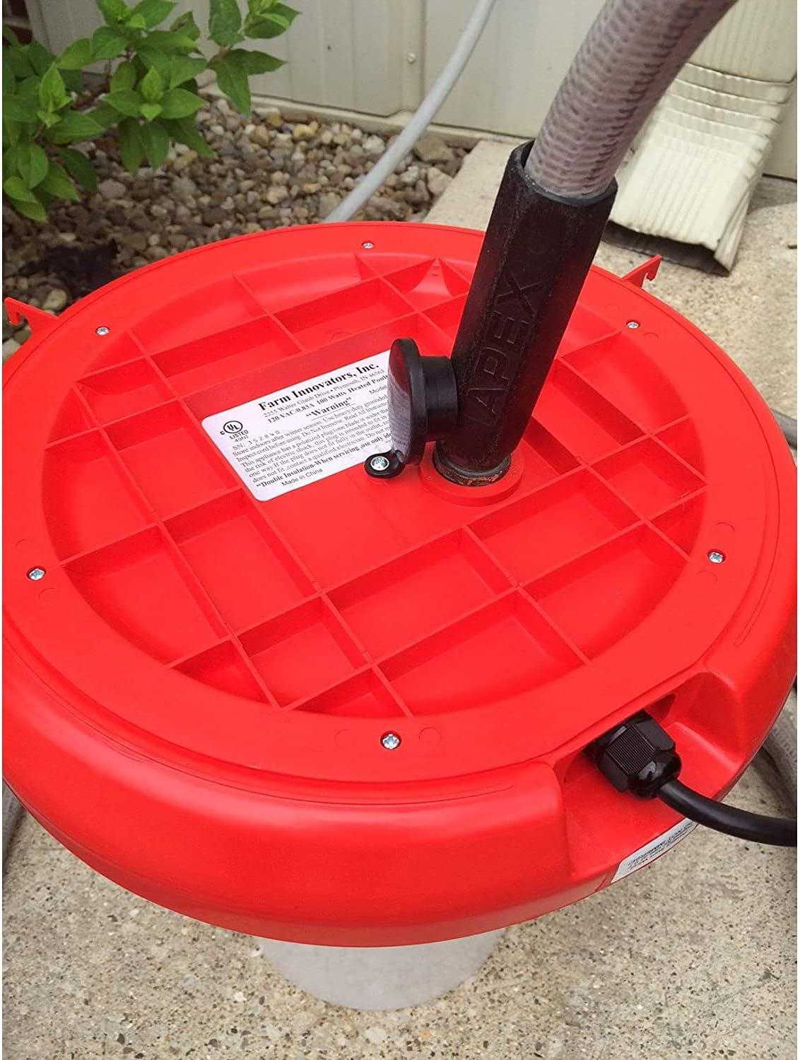 Farm Innovators HB-60P Thermostatically Controlled Heated 2 Gallon Plastic Outdoor Year Round Poultry Chicken Water Bucket Drinker, White/Red | Thermostatically controlled to keep water from freezing, side mounted drip-free/freeze-free nipples for up to…