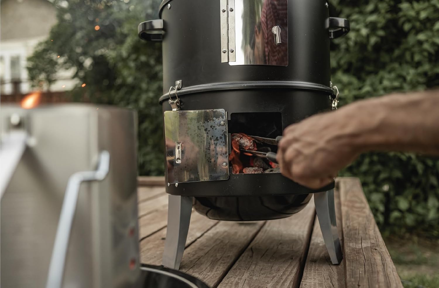 GasOne Vertical Smoker with Thermometer – 16 Inch Heavy Duty Charcoal Smoker – Multipurpose Charcoal BBQ Grill Smoker for Outdoor