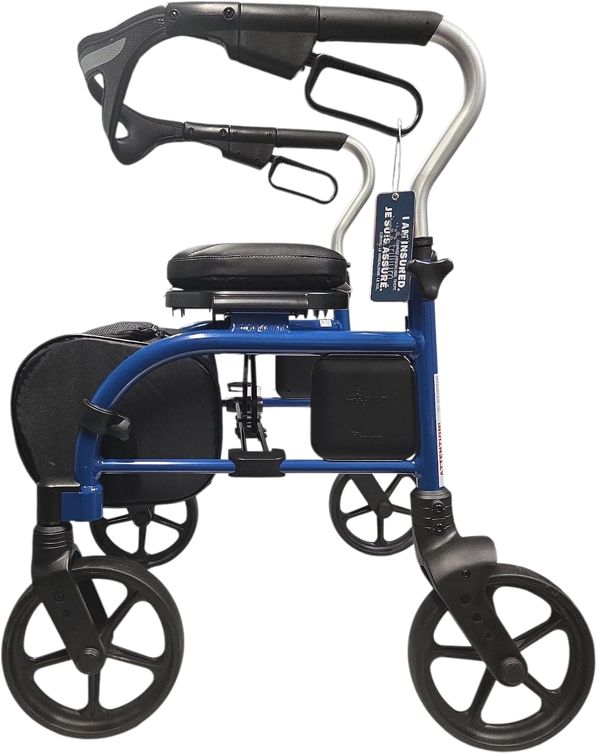 Evolution Trillium Lightweight Walker Rollator with Seat, Wheels, Brakes for Indoor, Outdoor Mobility, Regular Blue