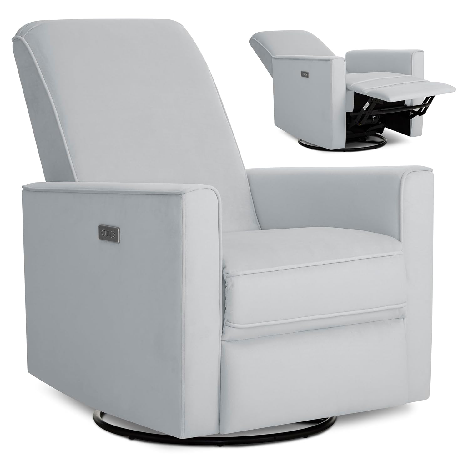 évolur Harlow Upholstered Power Glider Recliner with USB Charging – Rocking & 275° Swivel with Smooth Glide – Greenguard Gold & FSC