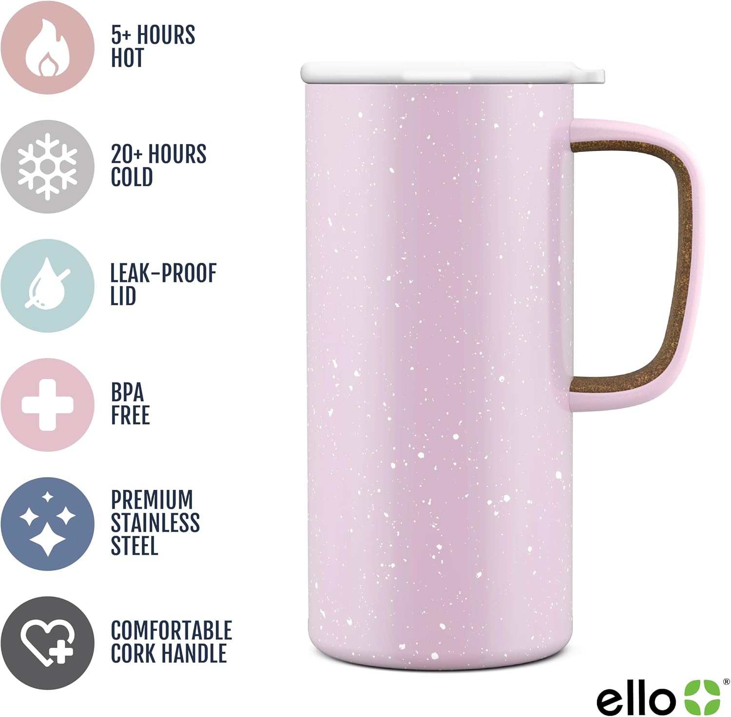 Ello Campy 18oz Insulated Stainless Steel Travel Mug with Handle, Avalon Sea