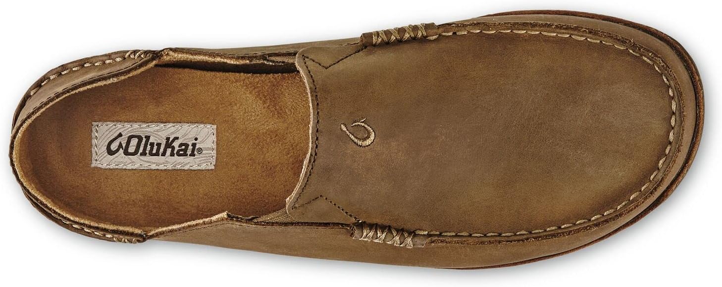 OluKai Moloa Men's Premium Leather Shoes, Easy Slip On & Off Design | Casual & Versatile Loafer, Drop-in Heel & Enhanced Traction