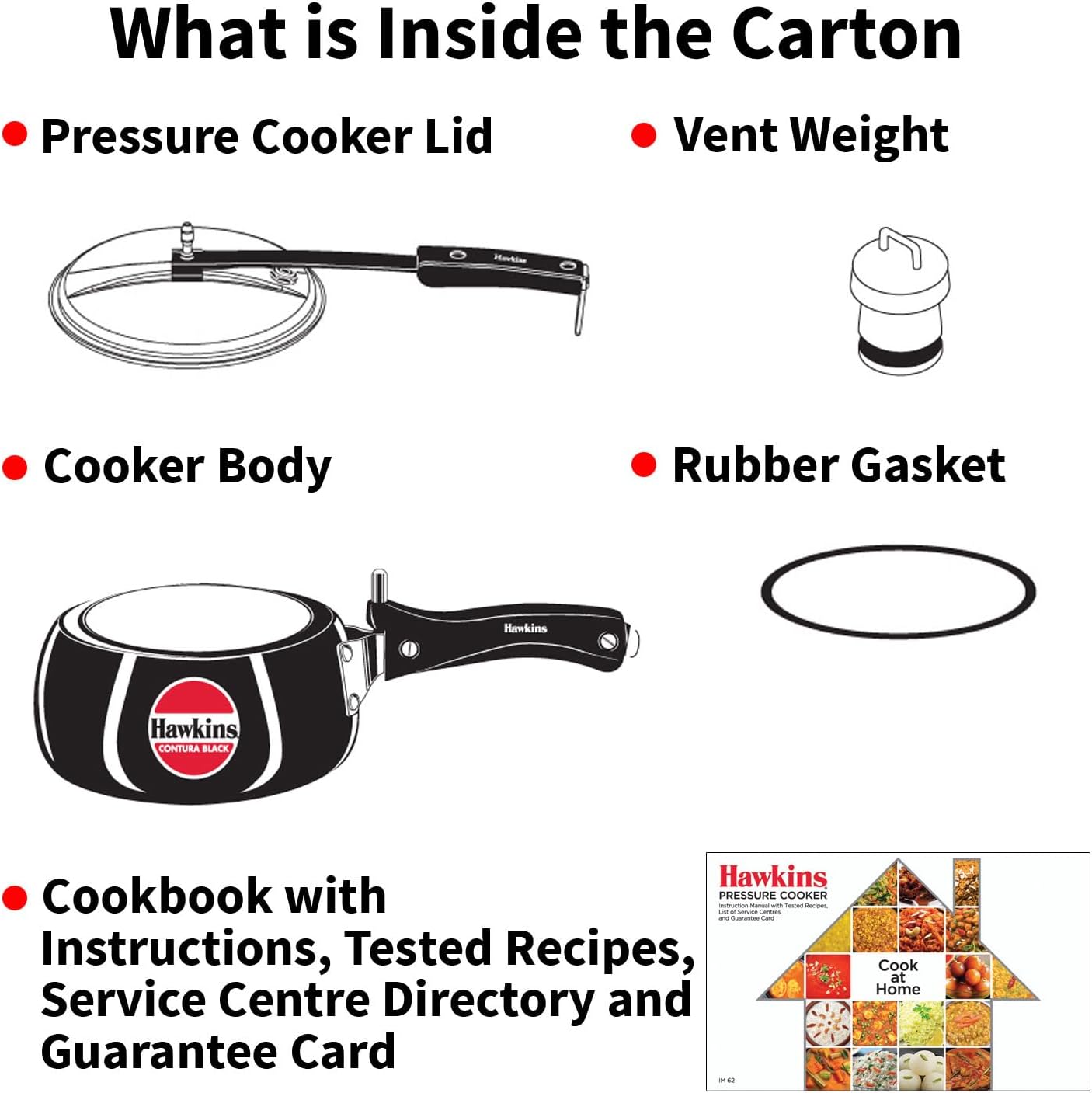 Hawkins 3.5 Litre Contura Black Pressure Cooker, Hard Anodised Inner Lid Cooker, Handi Cooker, Black (CB35)