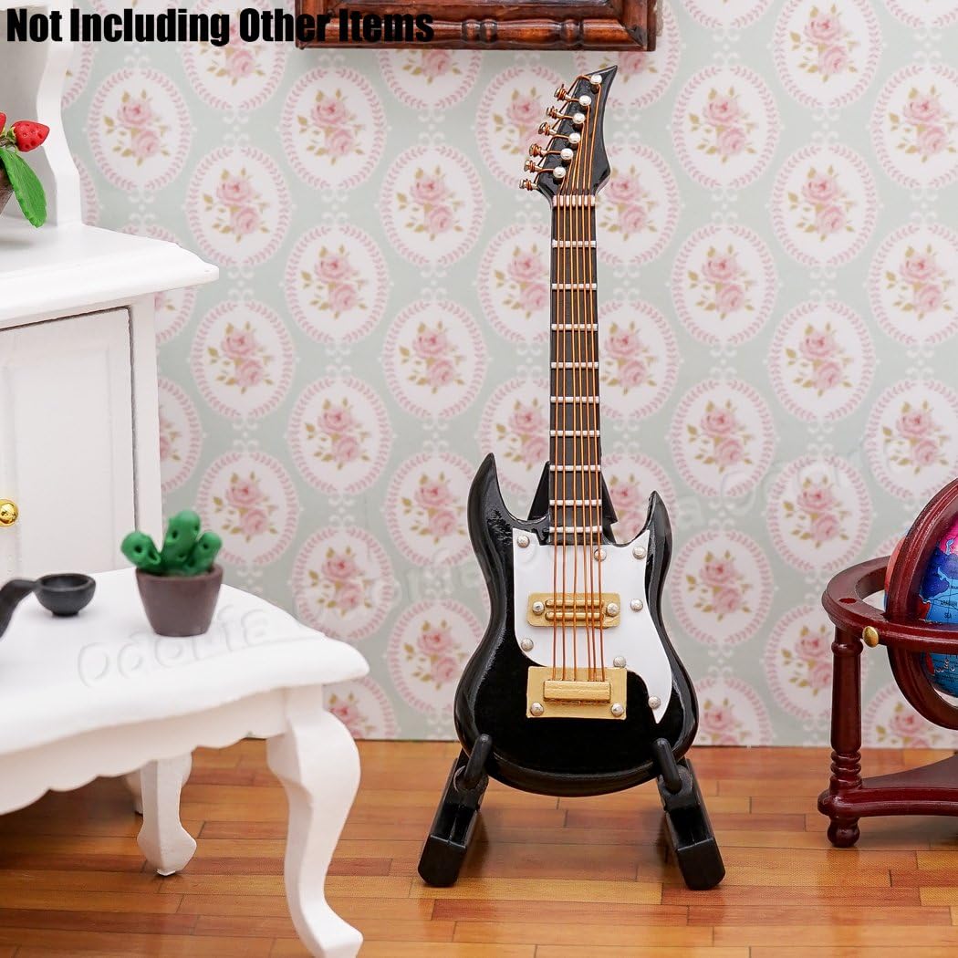 Odoria 1/12 Miniature Electric Guitar Dollhouse Musical Instruments Accessories, Red