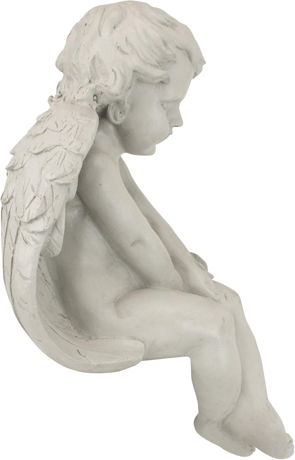 Design Toscano JE101261 Angel of Meditation Shelf Sitting Statue, 13 Inch, Polyresin, Antique Stone