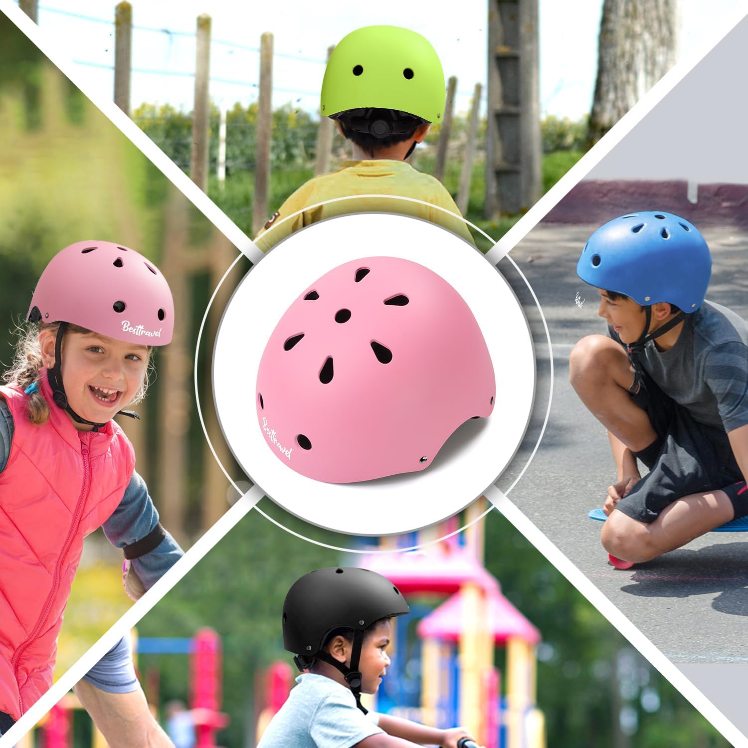 Besttravel Kids Helmet, Toddler Adjustable Kids Ages 3-8 Years Old Boys Girls Multi-Sports Safety