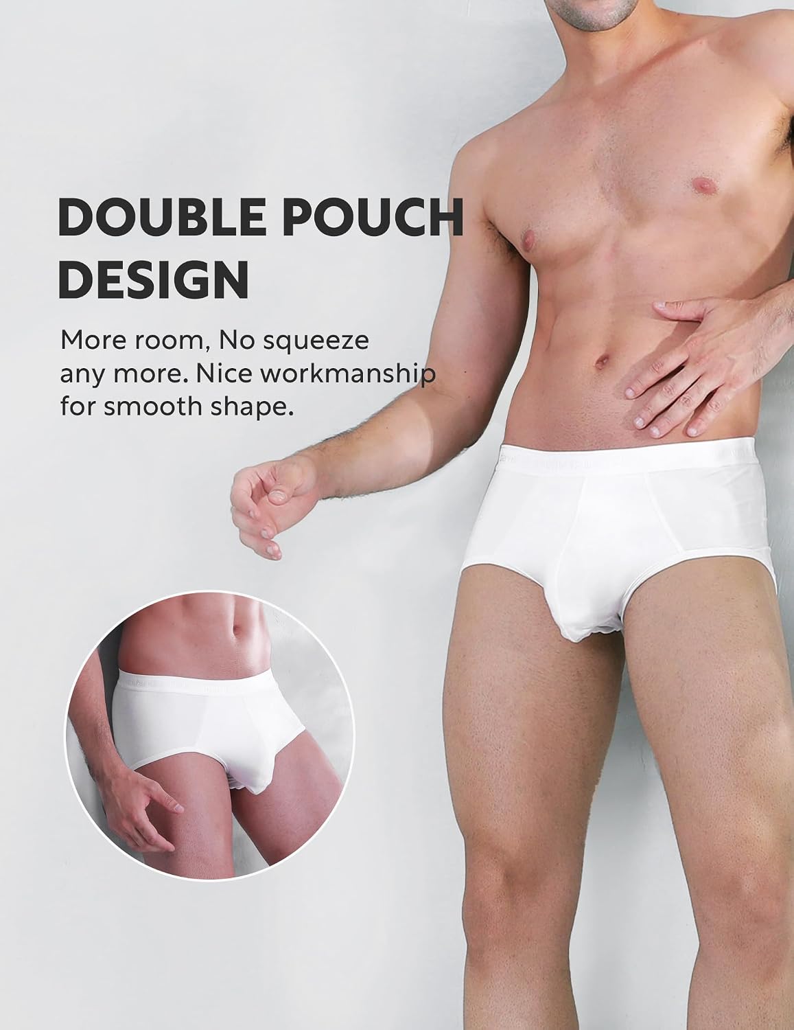 DAVID ARCHY Men's Soft Modal Dual Pouch Support Briefs 4 or 7 Pack | Breathable moisture-wicking fabric offers flexible elastic waistbands, chafe-free design for daily active movement.