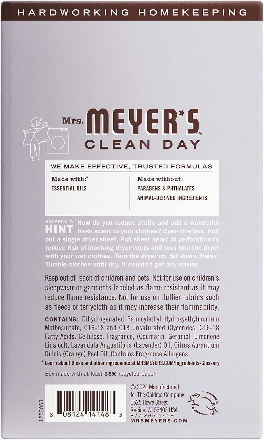 MRS. MEYER'S CLEAN DAY Dryer Sheets, Lavender, 80 ct