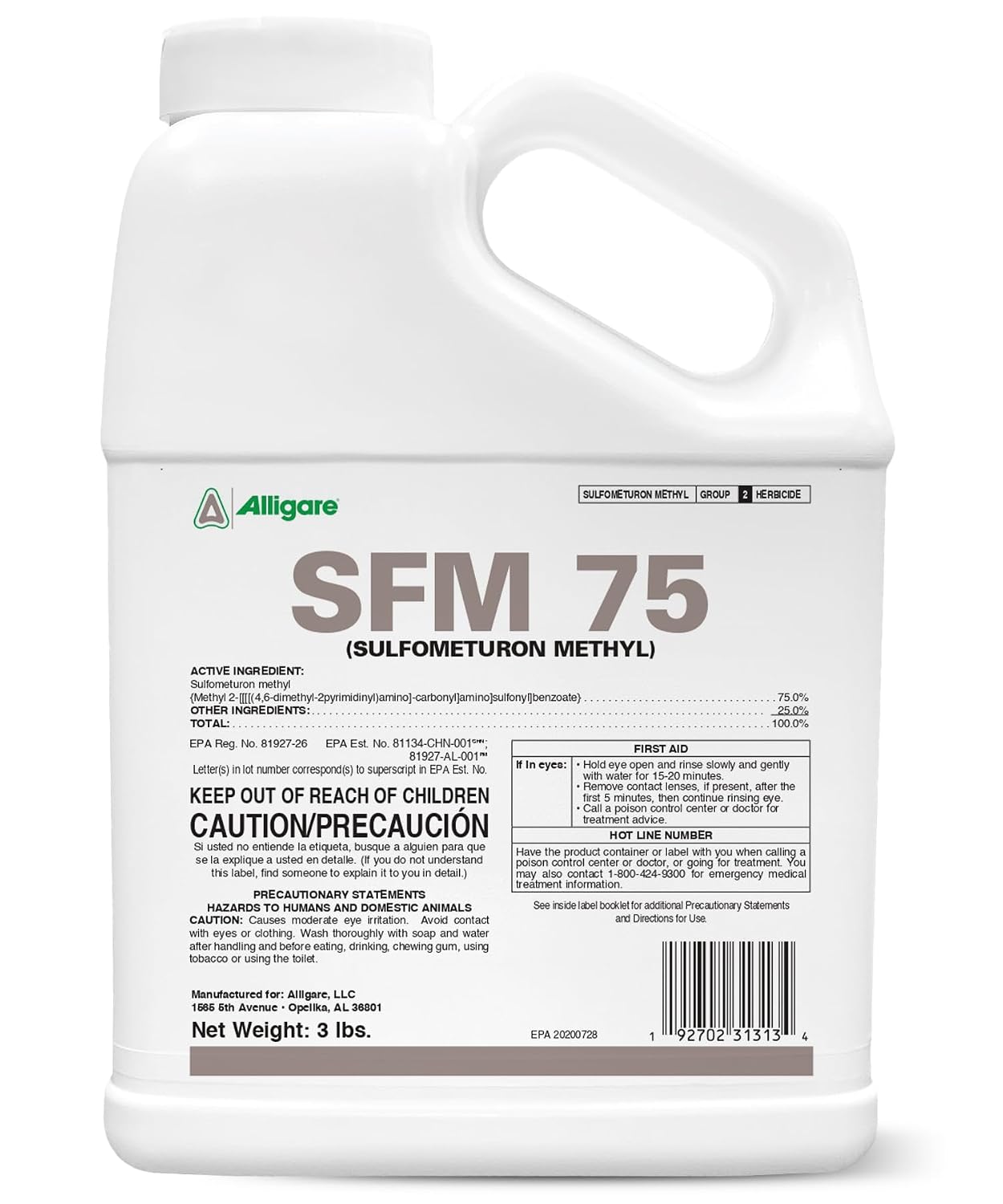 ALLIGARE SFM 75 Weed Killer - Broad-Spectrum Pre- and Post-Emergent Weed Killer for Forestry, Rights-of-Way, Industrial & Non-Crop Sites - Low Use Rates, Residual Performance - 3 lb