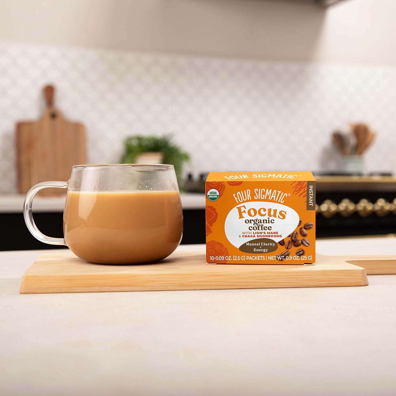 Four Sigmatic Mushroom Mix Coffee Lion's Mane | Focus | Pack of 3 (30 Packets Total)