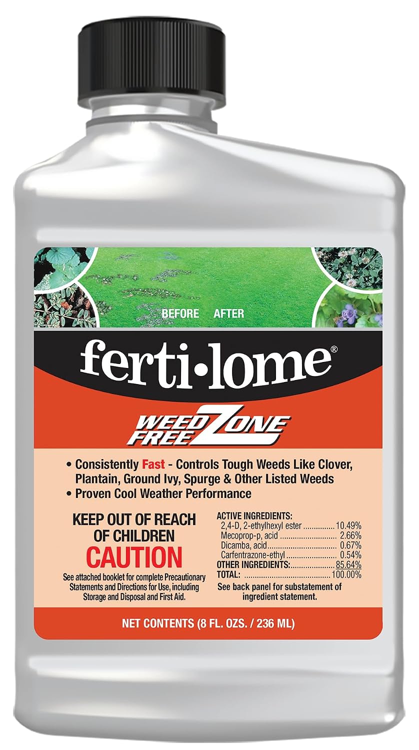 Fertilome (10524) Weed Free Zone Broadleaf Weed Killer Concentrate, 16 oz | Triclopyr + Clopyralid formula - Kills 80+ tough broadleaf weeds in cool & warm turfgrass - Home lawn owners