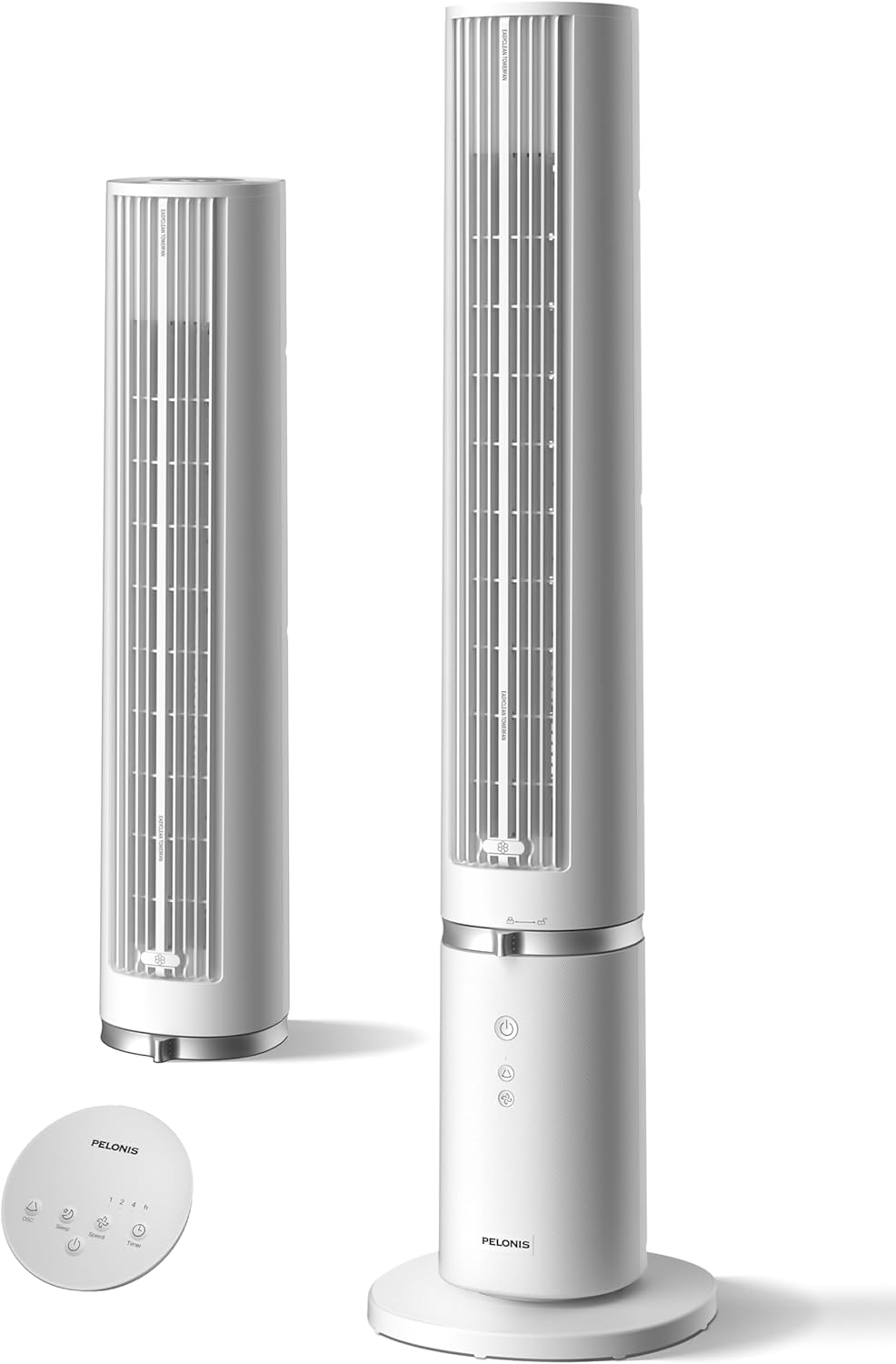 PELONIS 40-inch Bladeless Tower Fan for Bedroom, Standing Fan with Remote Control, 26ft/s, 90° Oscillation, 3 Speed Settings, 27 dB, 3 Modes