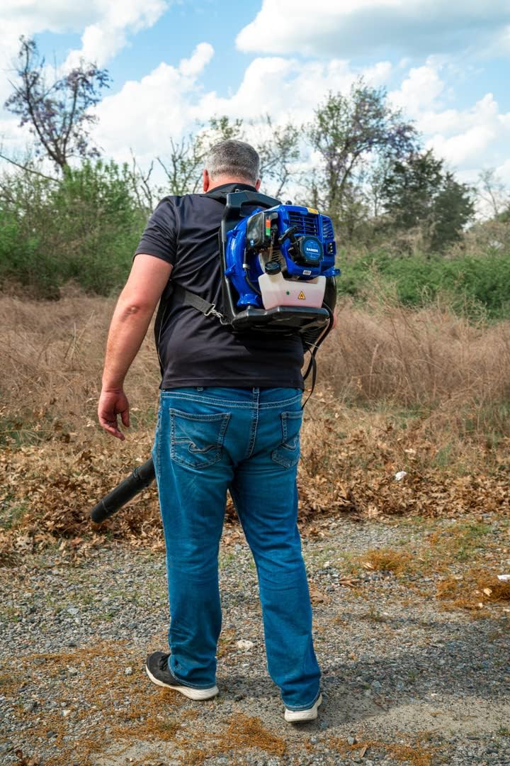 WILD BADGER POWER Leaf Blower Backpack, 43cc Gas Powered Strong Air Flow, Light Weight 17.4 lbs, Ideal for Leaf, Sand, Gravel, Snow, Yard and Driveway