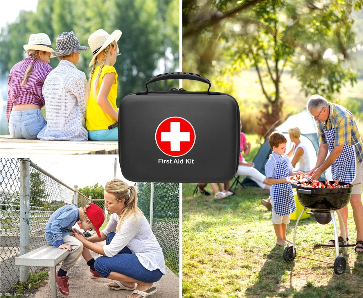 Compact First Aid Kit (228pcs) Designed for Family Emergency Care. Waterproof EVA Case and Bag is Ideal for The Car, Home, Boat, School, Camping, Hiking, Office, Sports. Protect Your Loved Ones. Red