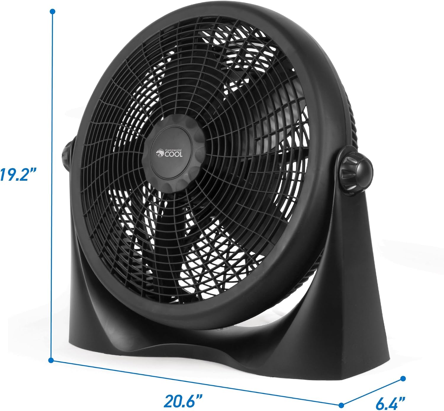 Commercial Cool 16 Inch High Velocity Floor Fan, Black, CFF16B | Floor Fan for Home, Garage, Bedroom, or Office, Cooling with 3 Speed Settings, Quiet Floor Fan with Adjustable Tilt Angle