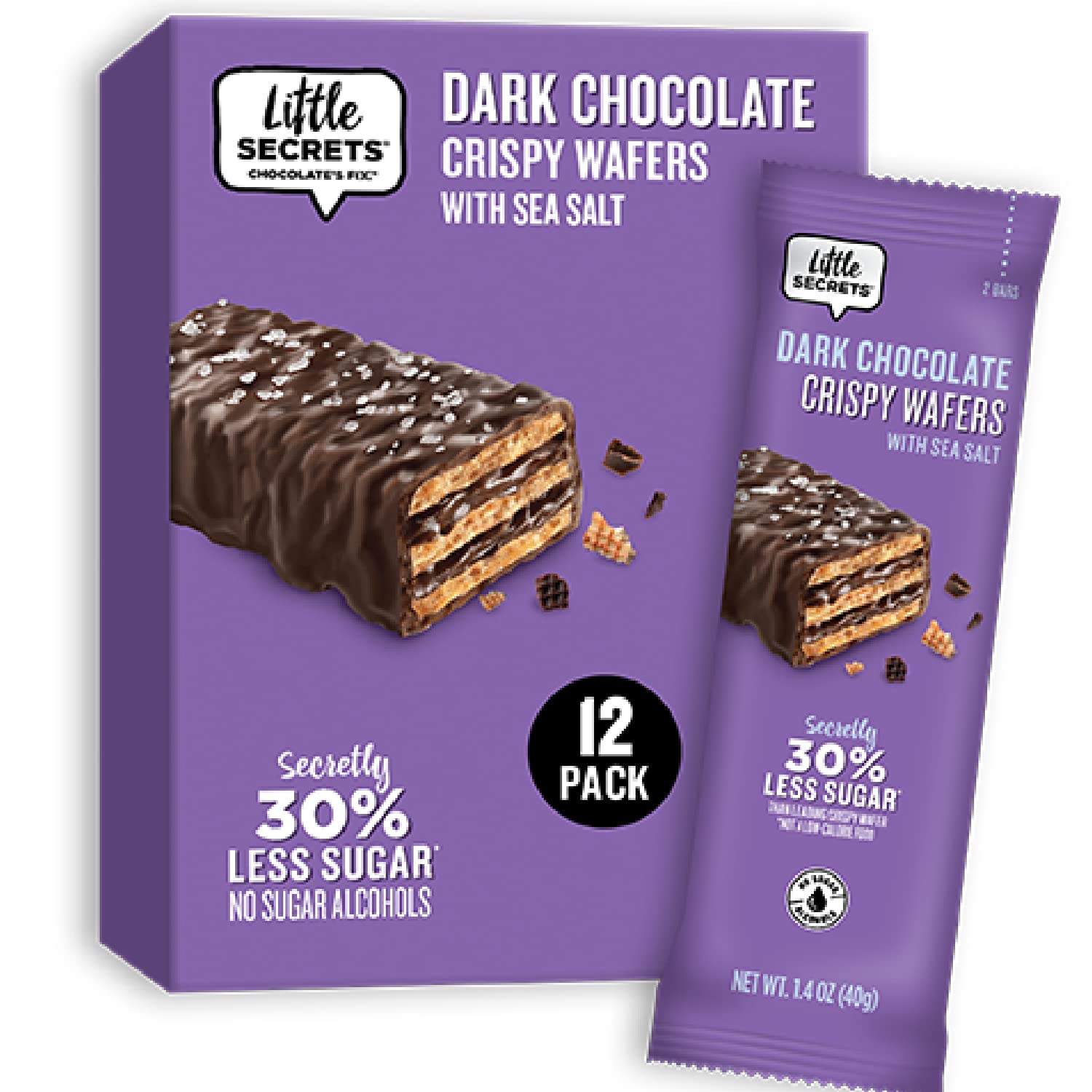 Little Secrets Dark Chocolate Crispy Wafers | 60 Minis | Made in Europe | Nothing Artificial & No Sugar Alcohols | Sustainable Cocoa | 1.4 Ounce