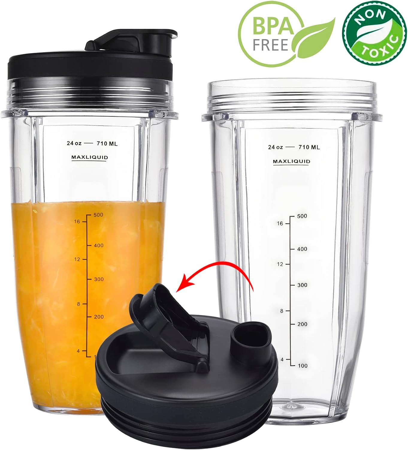 Blender Cups Fit for Ninja, Replacement Parts 16OZ Cups with Lids