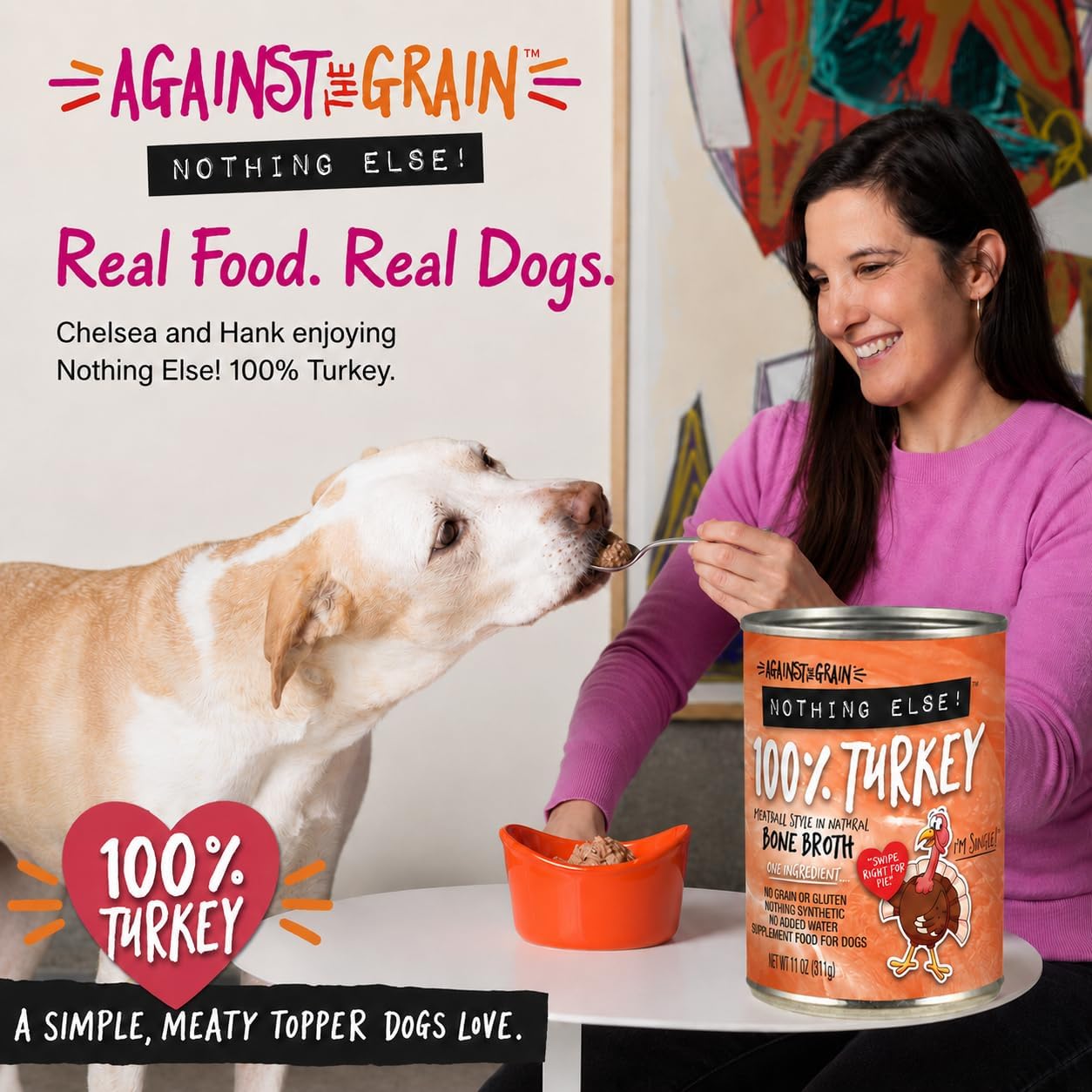 Against The Grain Nothing Else! 100% Salmon Dog Food – 12 Count, 11 oz Each – Single-Ingredient Meatball Texture in Natural Broth – Wet Dog Food – Grain & Gluten Free