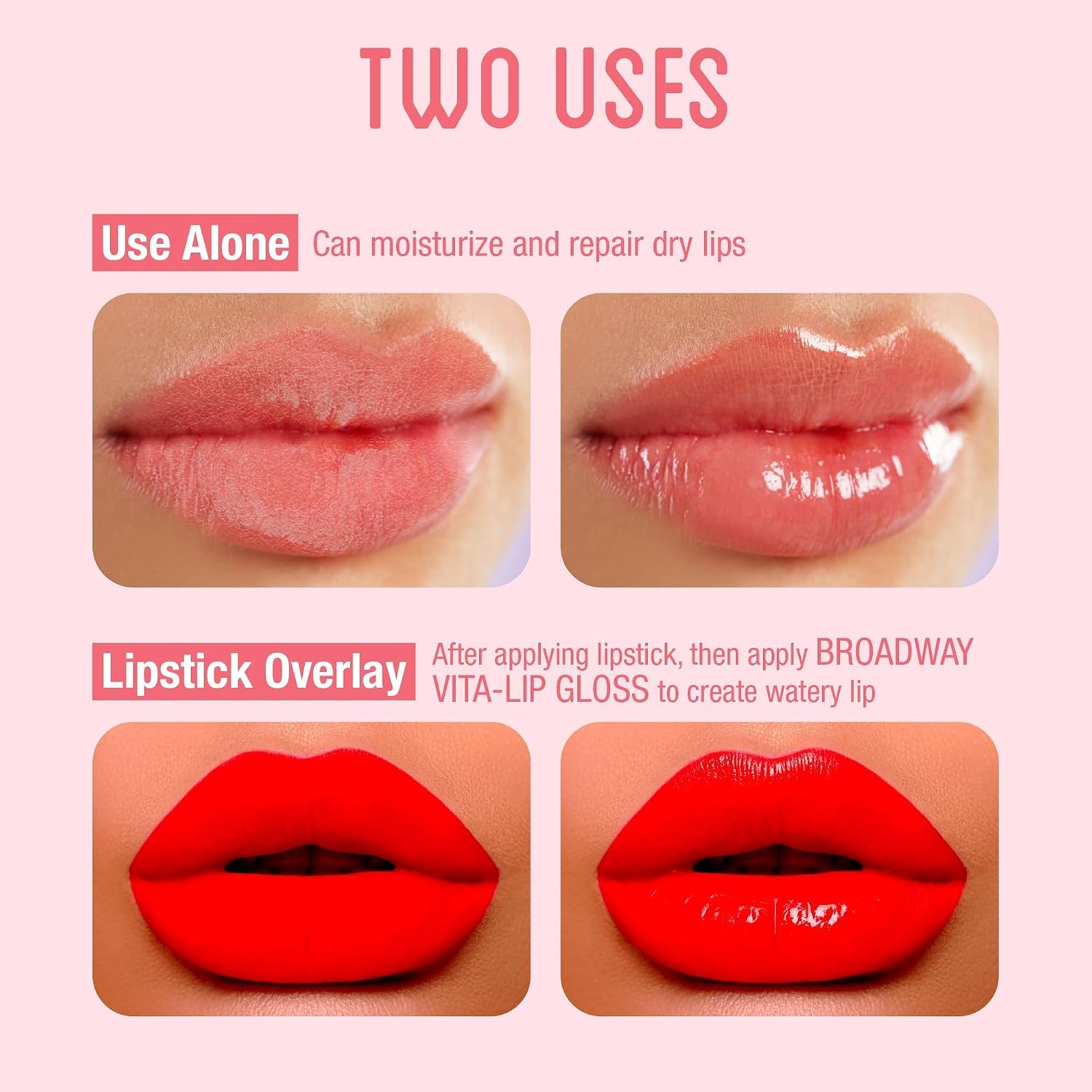 Ruby Kisses Broadway Vita-Lip Clear Lip Gloss (8 Pack), Ultra-Hydrating & Soothing Formula with Vitamins