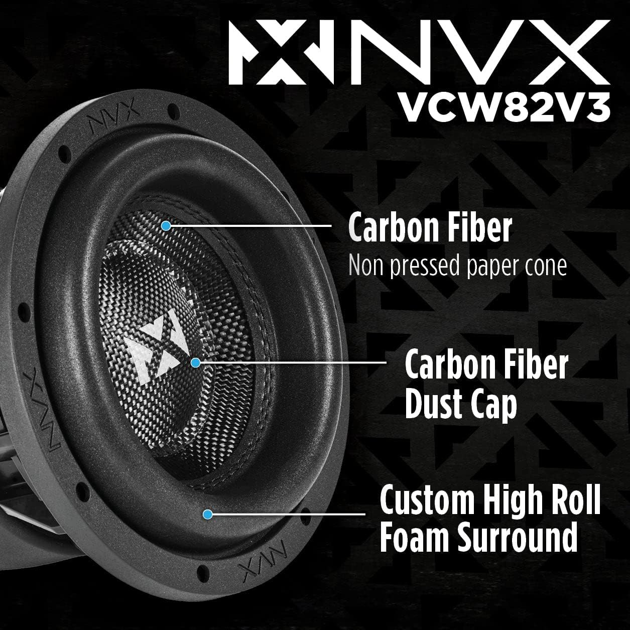 NVX VCW152v3 15" 3000 Watt Max (1500W RMS) Dual 2-Ohm VC-Series Car Subwoofer (VCW152 Version 3) | 3000 Watt Max (1500W RMS) Car Subwoofer
