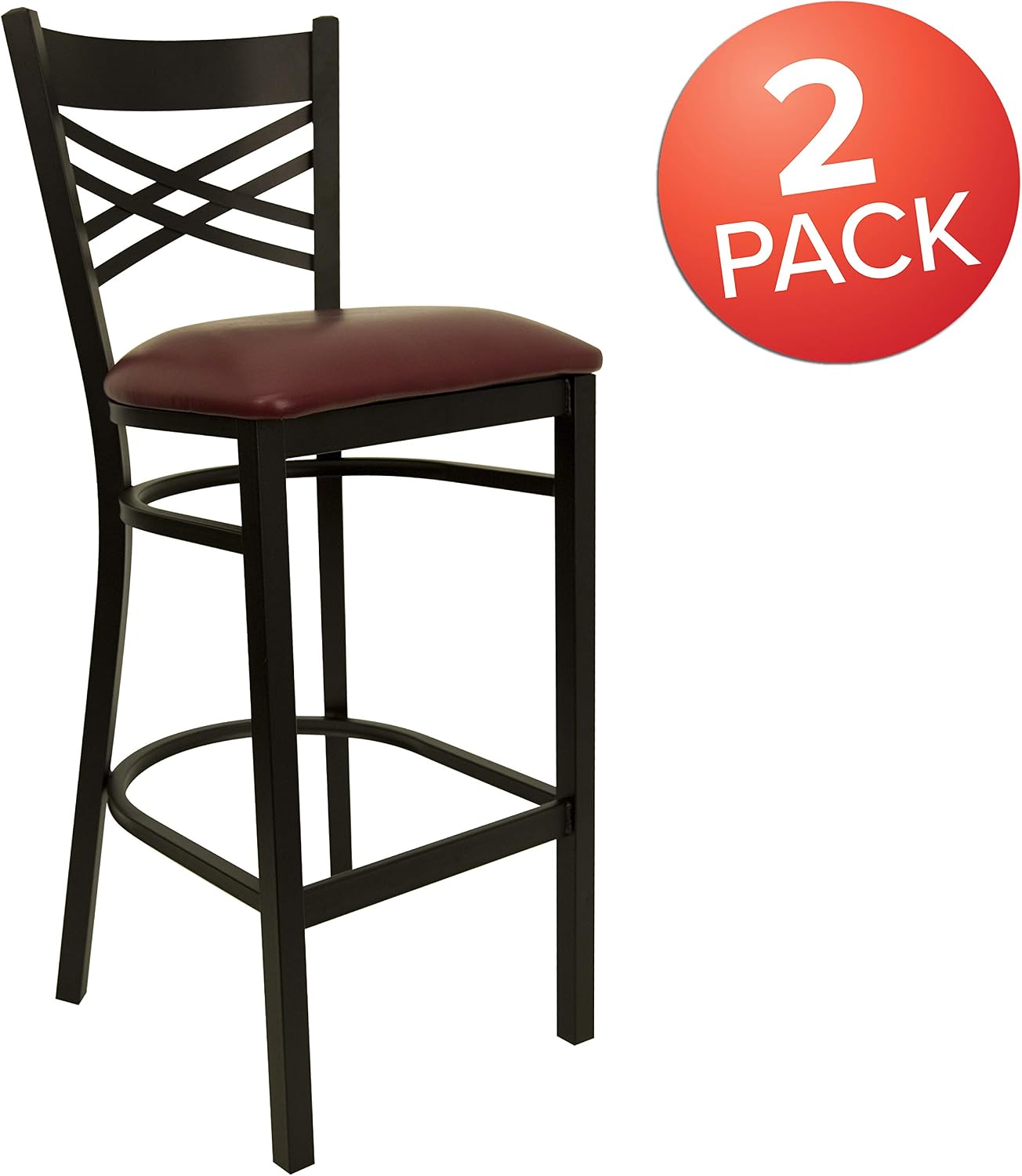 Flash Furniture Hercules Metal Restaurant Barstool, Black | X Back Style, Vinyl Upholstery, Durable Construction, Commercial Use