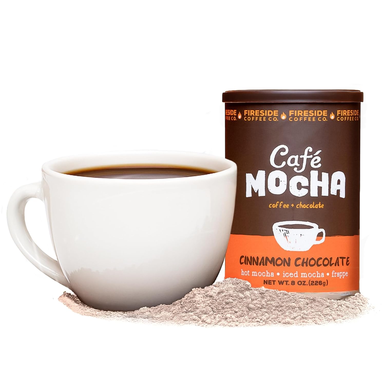 Fireside Coffee Irish Cream Cafe Mocha - Premium Instant Coffee Chocolate Blend - Versatile Caffeinated Drink Mix for Hot, Iced, Milkshake, and Mocha Frappe Mix, Only Add Water and Enjoy, 8 Ounces