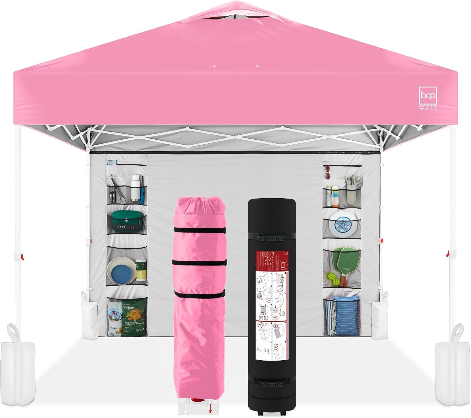 Best Choice Products 10x10ft Pop Up Canopy Tent, Outdoor Shade, 1 Person 1 Minute Set Up, Carry Case, 4 Weight Bags - White