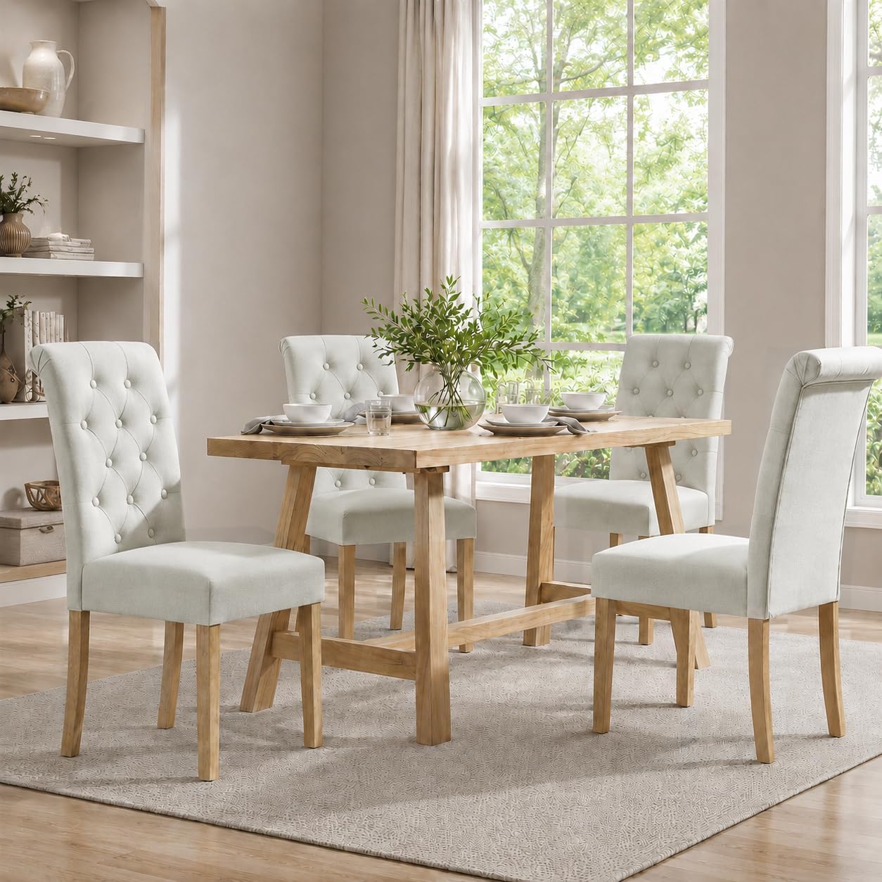 Yaheetech Dining Chairs Set of 2 Modern Upholstered Parson Chairs Dark Gray