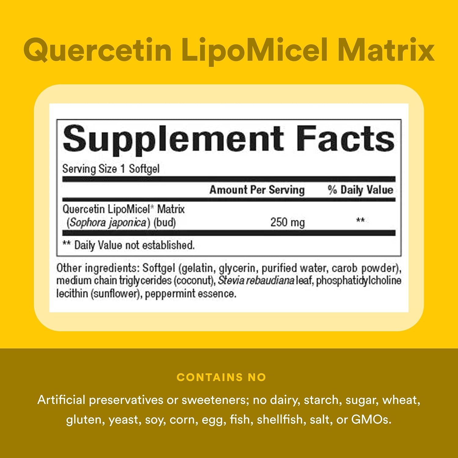 Natural Factors Quercetin LipoMicel Matrix 250 mg, 60 Softgels