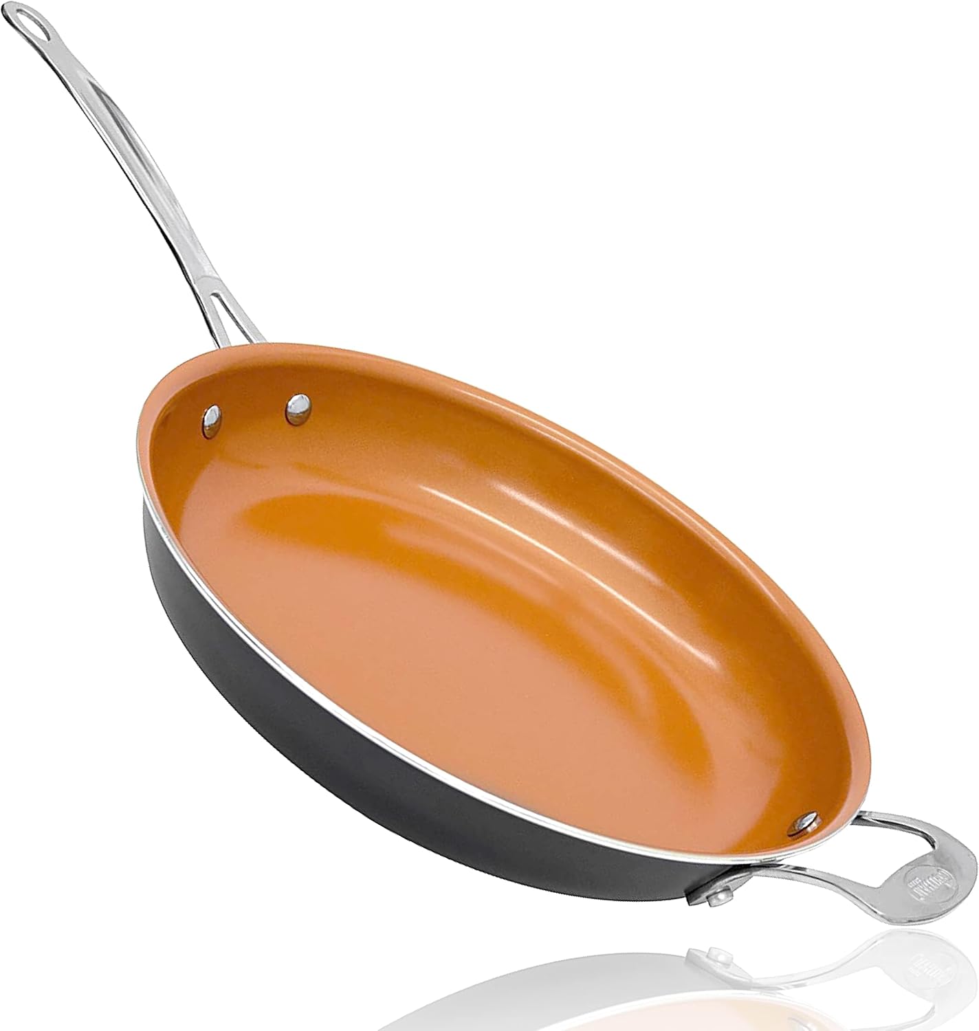 Gotham Steel 9.5 Inch Copper Non Stick Frying Pans Skillet | Ceramic Non Toxic Coating Made Without PFOA/PTFE/PFOS, Lightweight, Stay Cool Handle, Oven and Dishwasher Safe