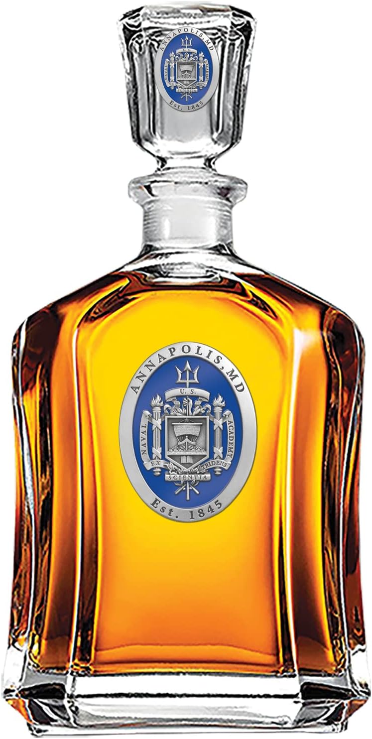 Marines Decanter – Eagle Globe & Anchor | 24 OZ Whiskey Decanter for Liquor with Airtight Stopper | Expertly Crafted Pewter Glass Clear
