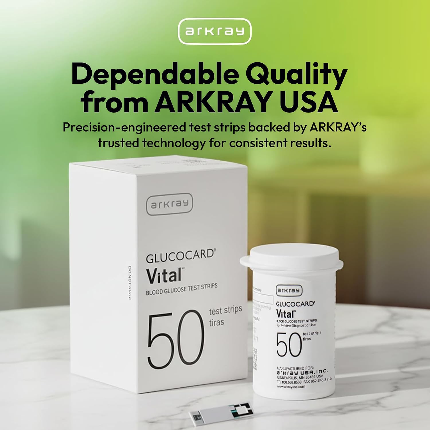ARKRAY GLUCOCARD Vital Blood Glucose Test Strips – No Coding Required, Fast 7-Second Results