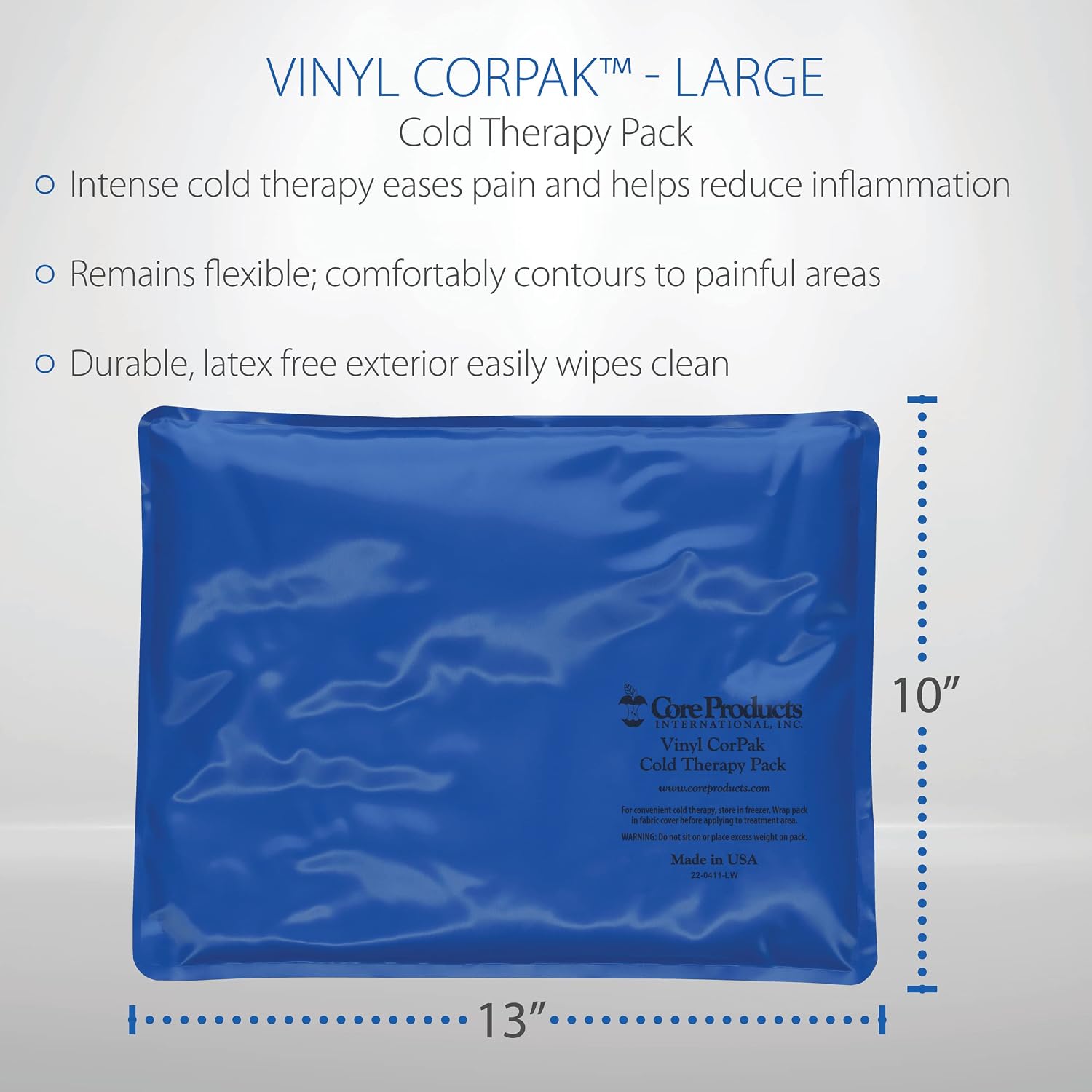 Core Products Flexible Vinyl Intense Cold Pack for Neck, Shoulders & Back - 11" X 15"